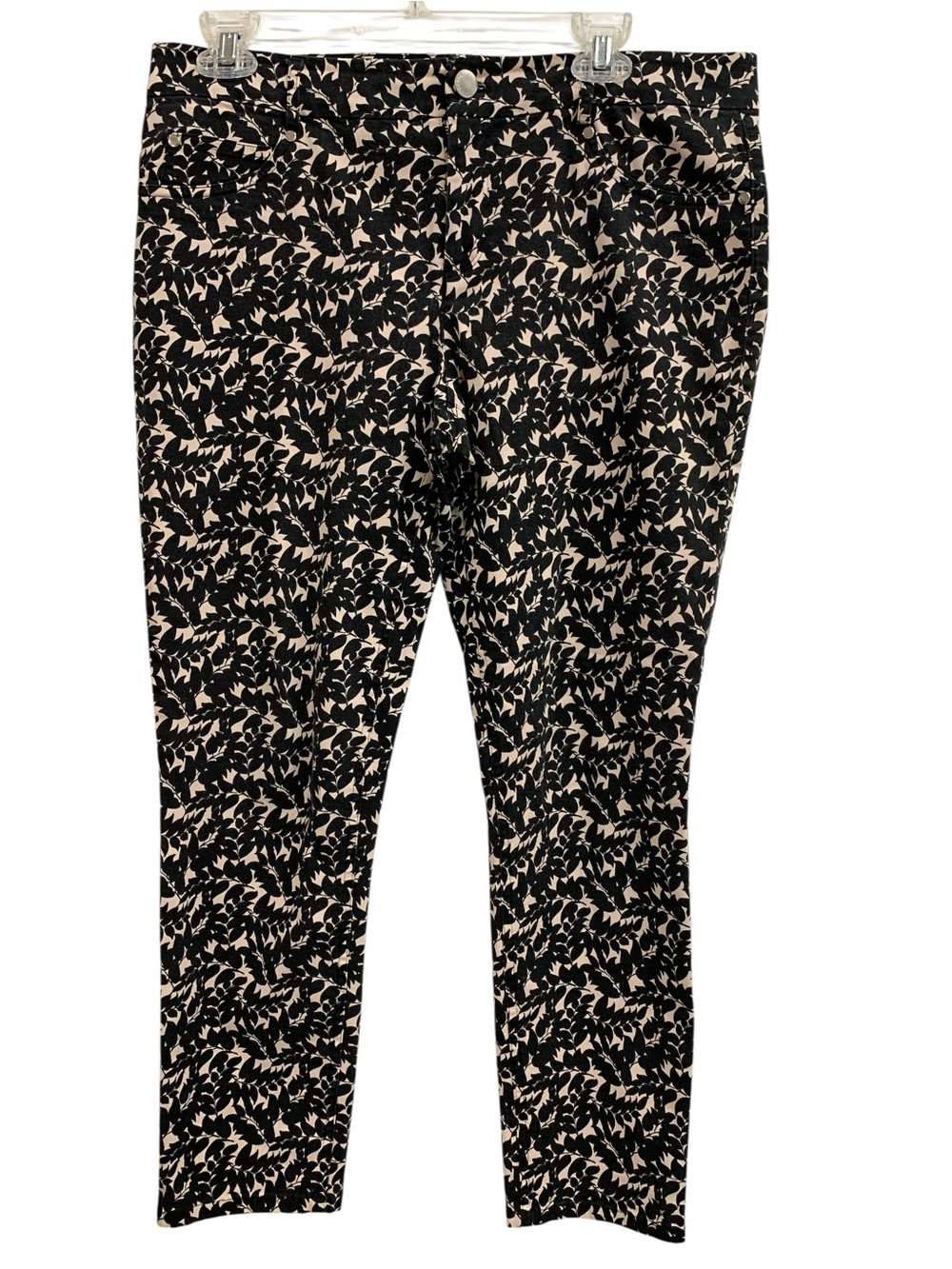DKNY Black and Cream Abstract Print Leggings Size M